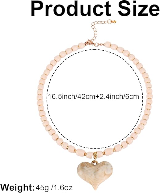 Light Pink Chunky Acrylic Heart Necklace