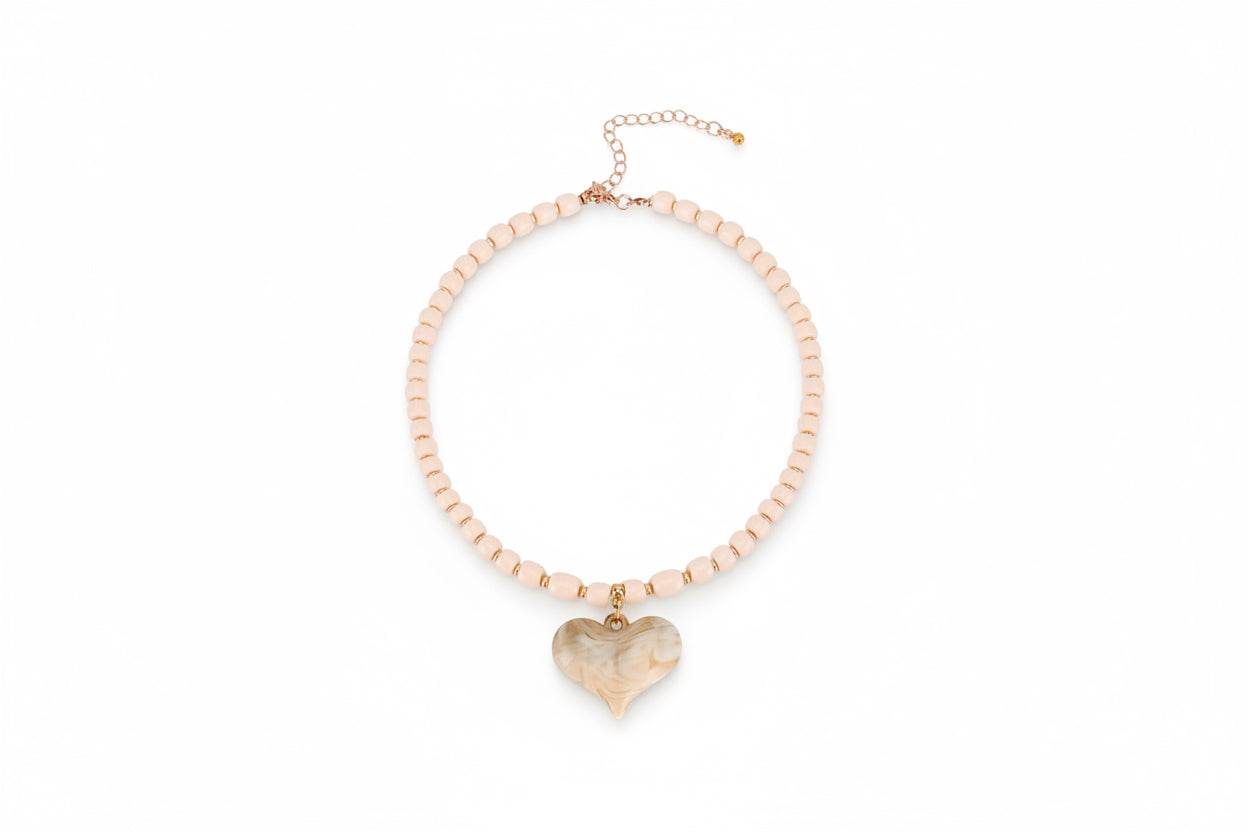 Light Pink Chunky Acrylic Heart Necklace
