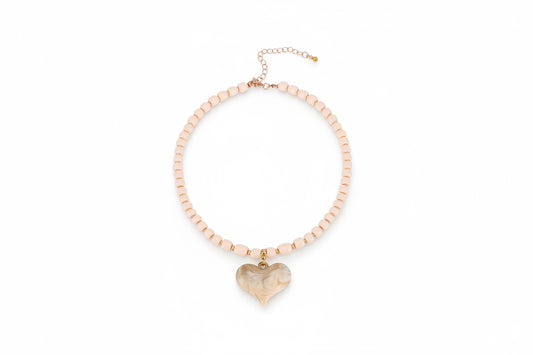 Light Pink Chunky Acrylic Heart Necklace