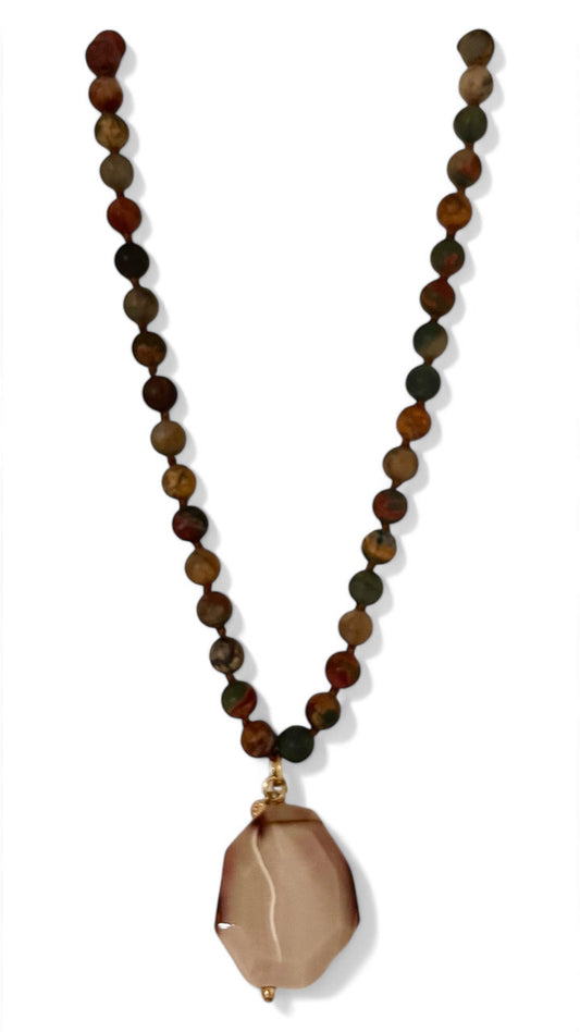 Beaded Jasper Necklace With Agate