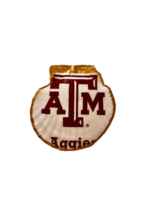 Texas A&M Aggie decoupaged scallop shell trinket holder with gold trim.